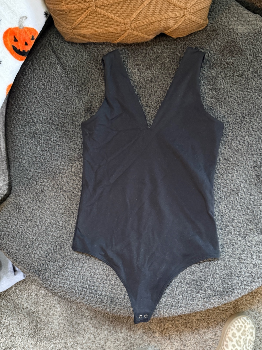 Abercrombie & Fitch Black Seamless Plunge Stretch Bodysuit